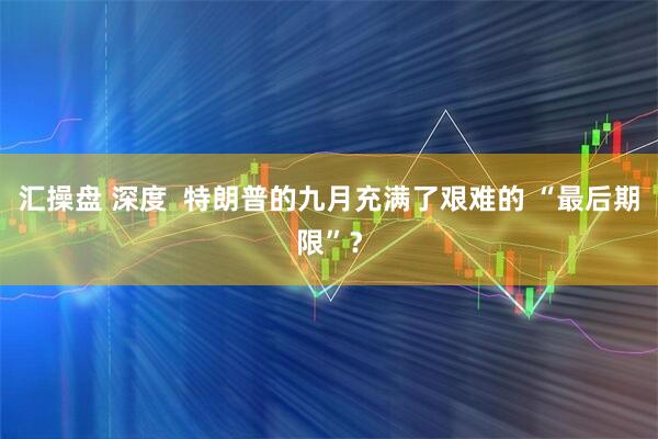 汇操盘 深度  特朗普的九月充满了艰难的 “最后期限”？